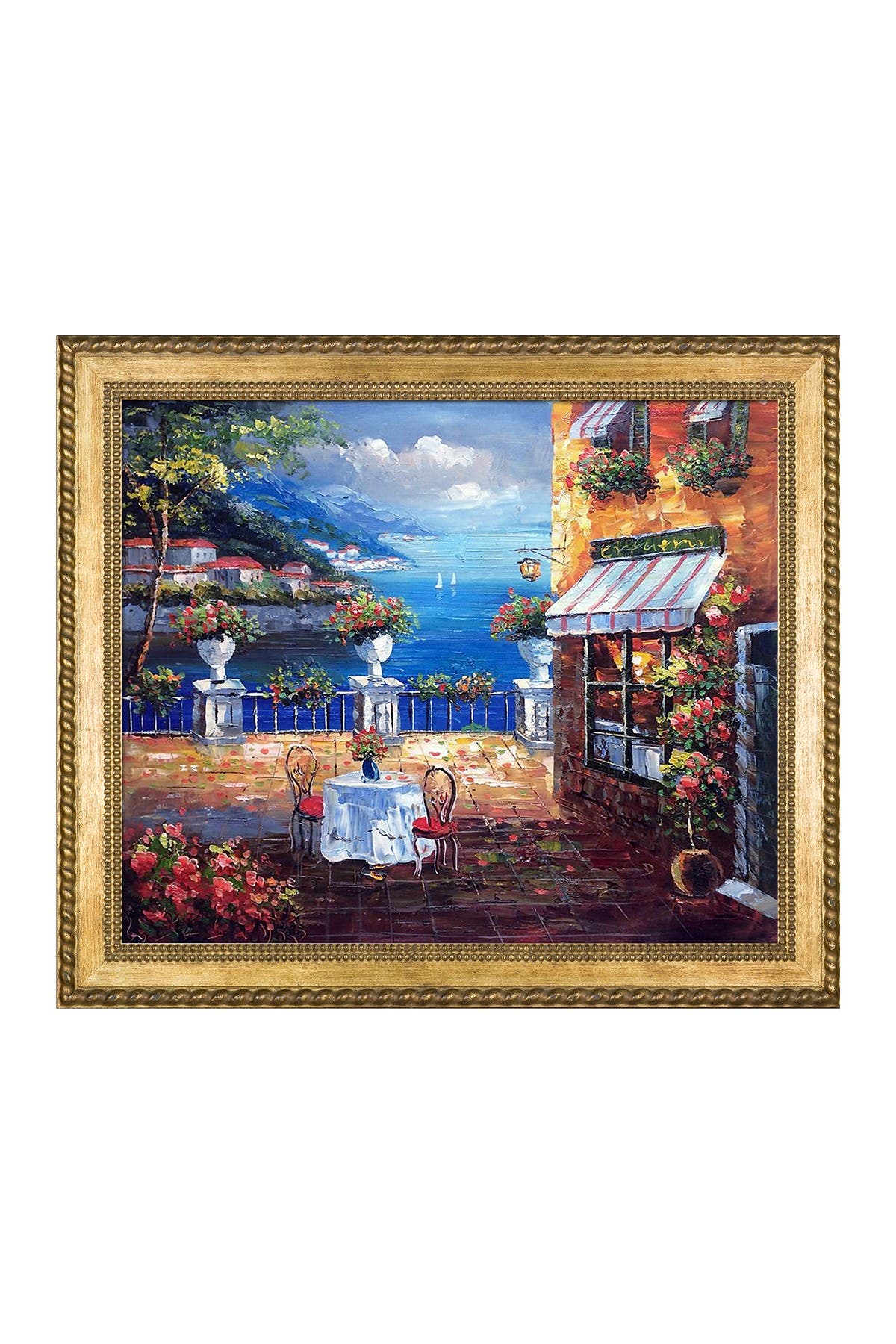 overstockArt Vacation Harbor by Unknown Artists Framed Hand Painted Oil on Canvas overstockArt Vacation Harbor by Unknown Artists Framed Hand Painted Oil on Canvas